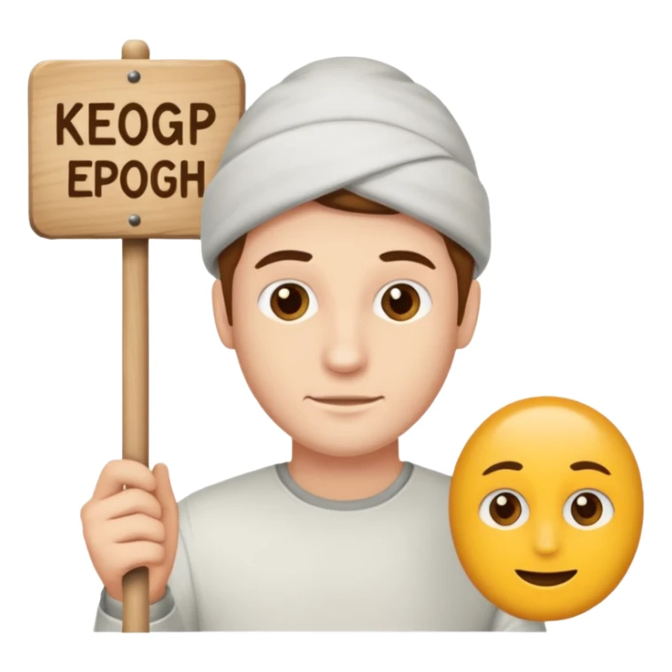 A man holding a sign saying “KEOGH” sticker