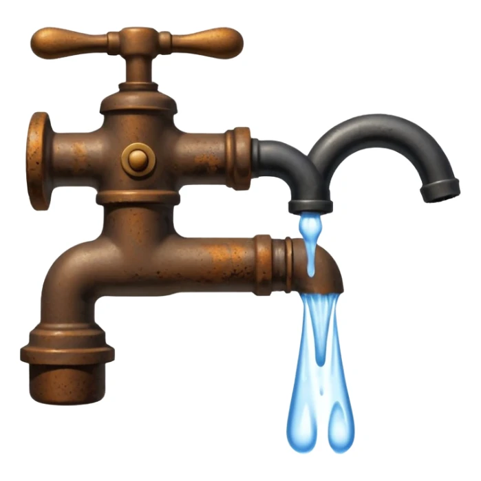 
water pouring from an old tap, 1980 sticker