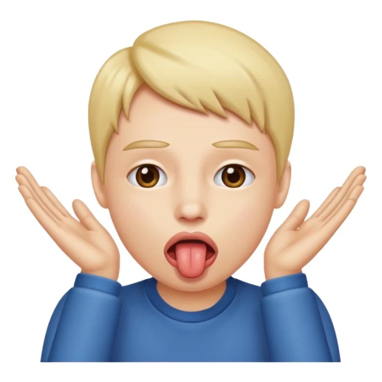 tongue sticking out with hands on both side of face sticker