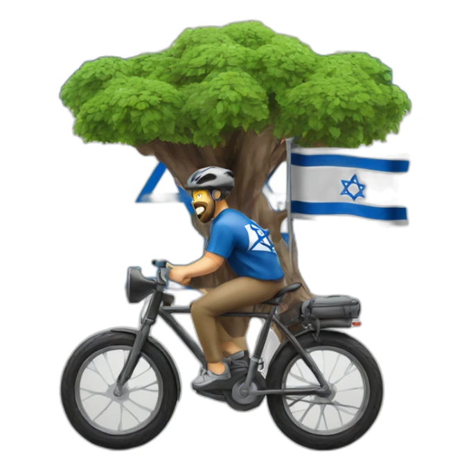 Man tree on bike with Israel flag sticker