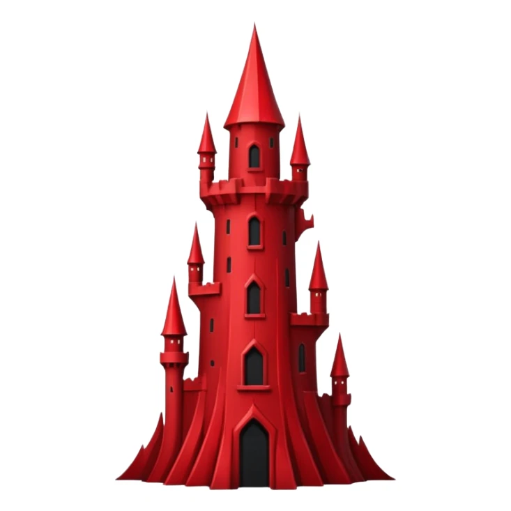 iOS sticker, dark fantasy tower, monochrome red, minimal sticker