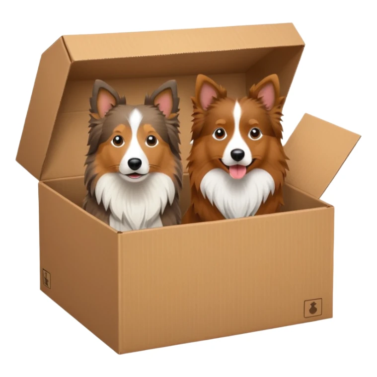 Shetland sheepdog and brown aussie in a box sticker