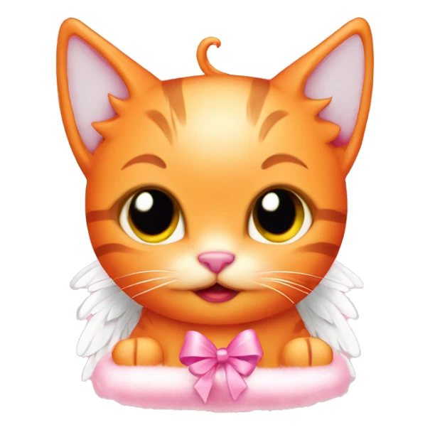 orange kitty angel pink christmas  sticker