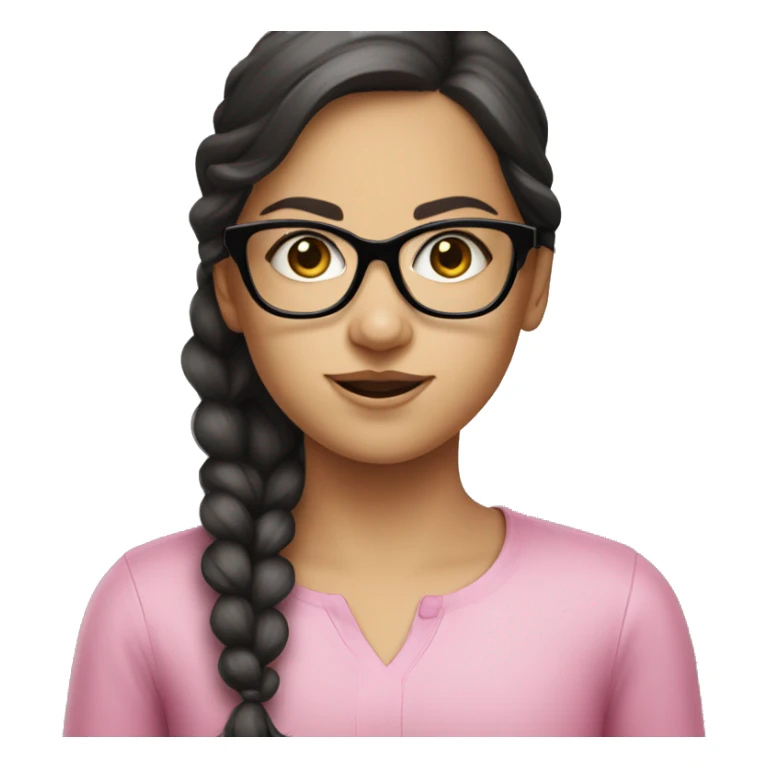 dark haired white young girl in pink glasses sticker