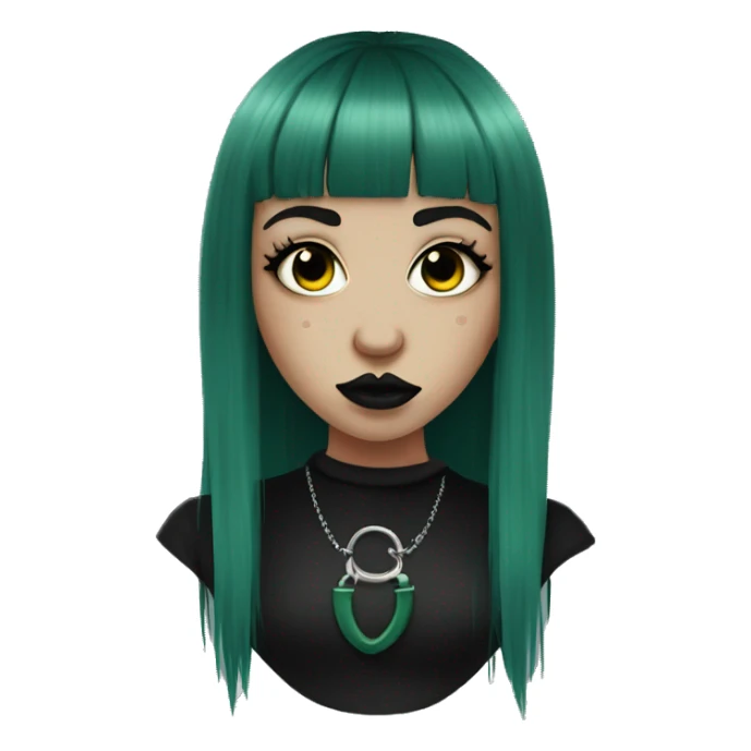 big septum piercing goth girl dark green bangs sticker