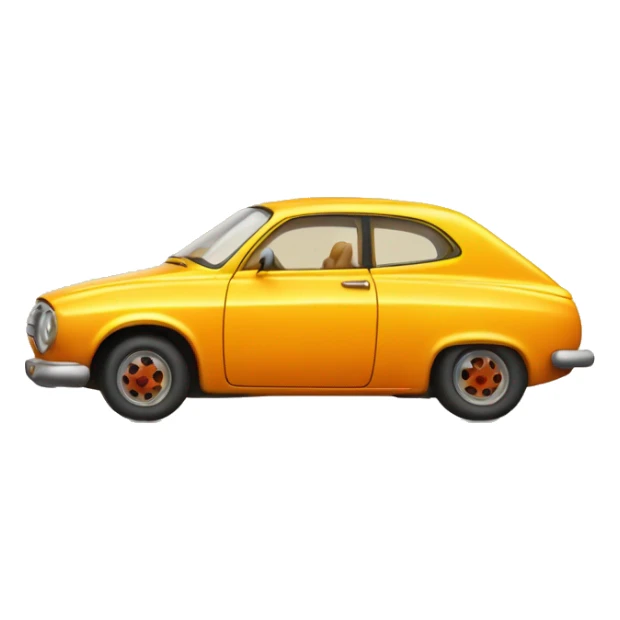 very old car resembling first ever car in yellow-orange color sticker