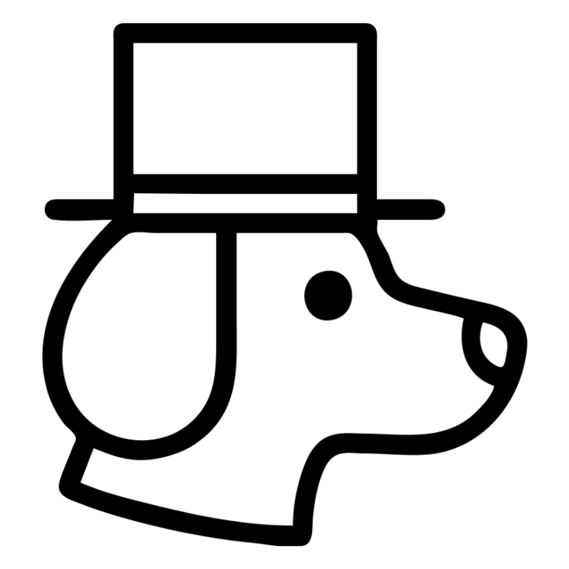 dog with a tophat, minimal line icon sticker