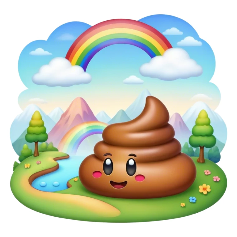 rainbow poop emoji dreamy landscape  sticker