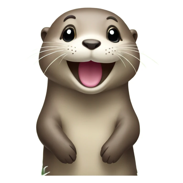 A happy and cute otter face with a Hawaiian flower sticker