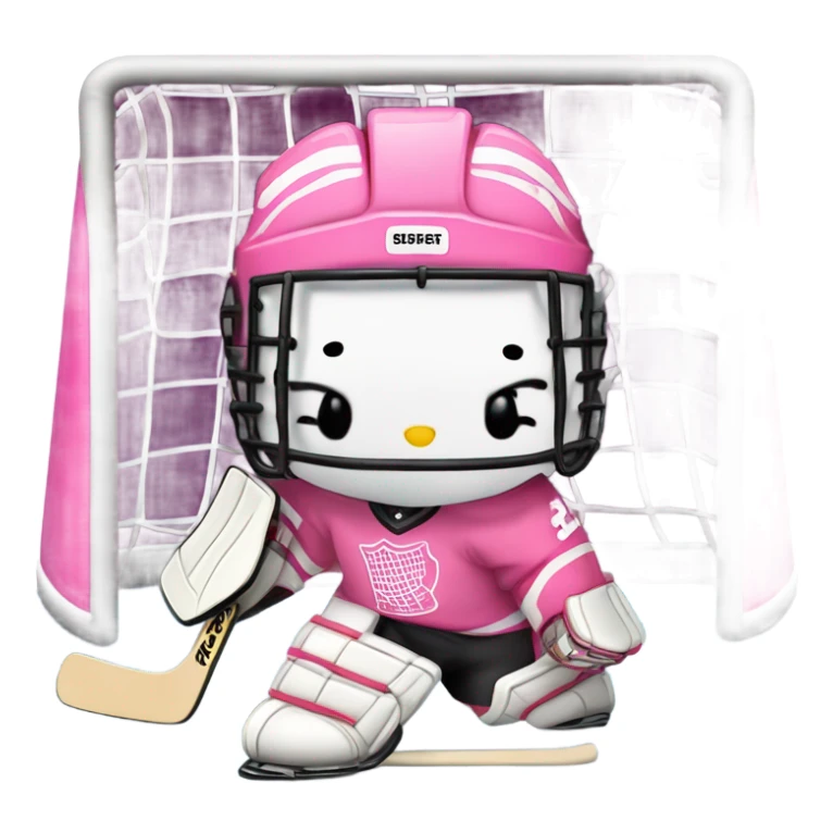 Pink hello kitty as a hockey goalie sticker