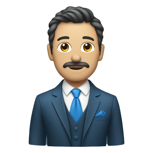 hombre con traje azul y cara hecha con papeles sticker