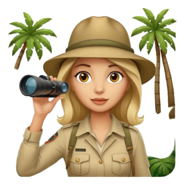 Woman + binoculars,Jungle Explorers. sticker