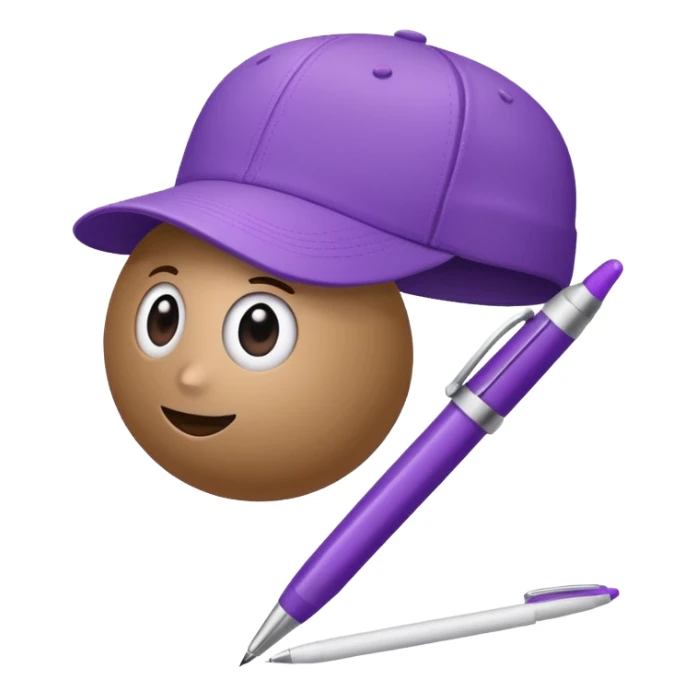A plastic brown ball cap and the long rectangle purple. (With a pen) And looks like a BFDI style sticker