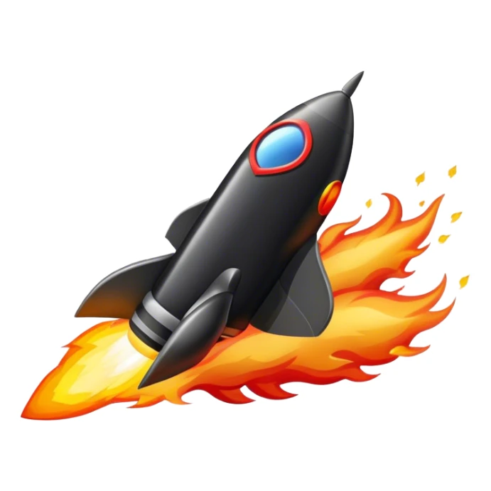 driving fine black rocket with fire color france sticker