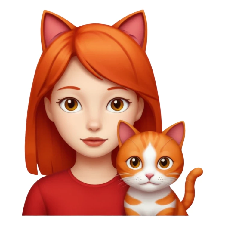 Girl with red cat sticker