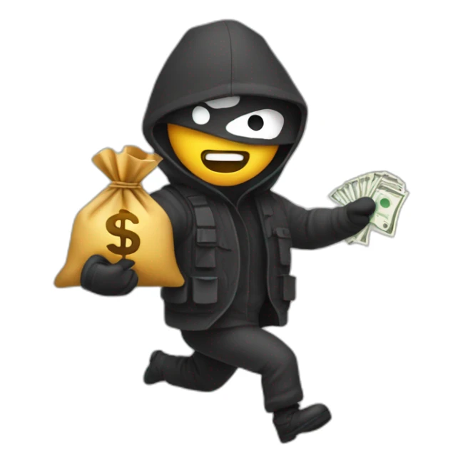 robber with a money sack behind their back making their escape sticker