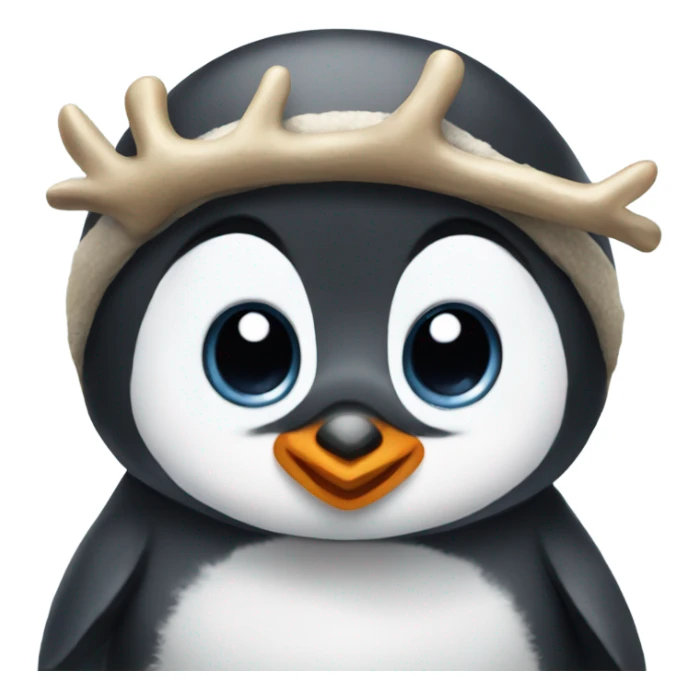 Baby penguin with antler headband sticker