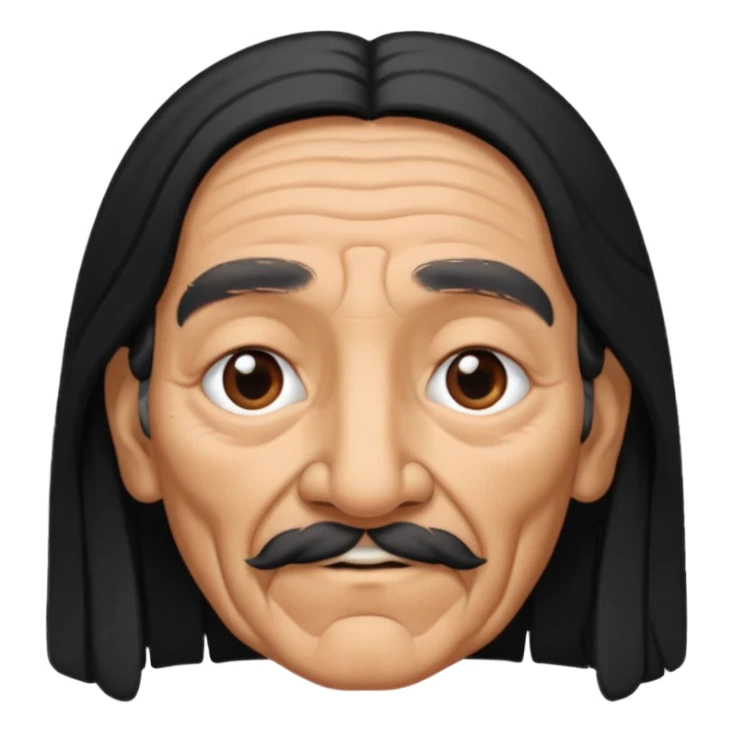 old mexican with long hair and wrinkles and nose ring sticker