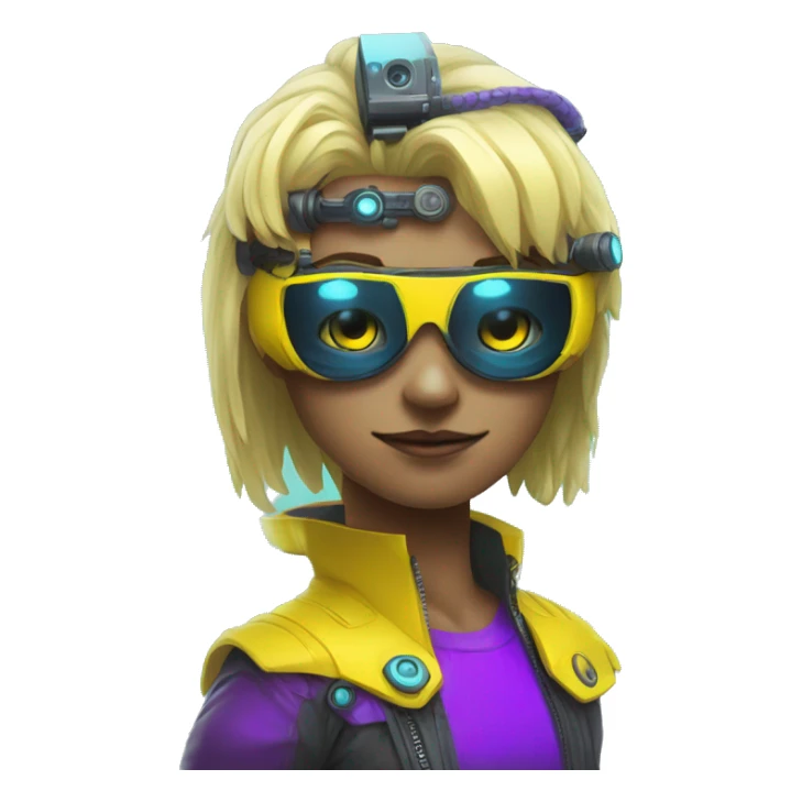 agent, laser eyes, yellow face, cyberpunk, code, cyan and purple colors, only upper body portrait sticker