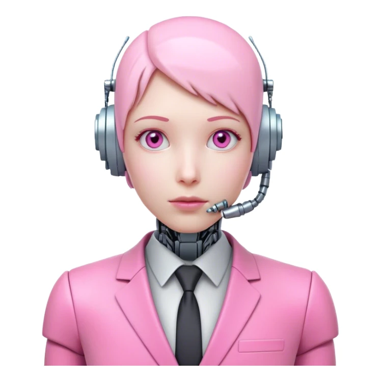 robotic human-looking 3d office worker in intensive pink color suit sticker