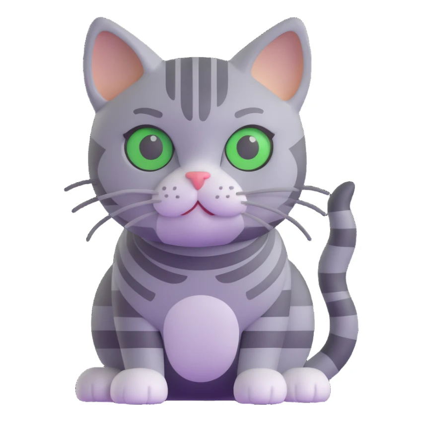 grey tabby cat with stripes, small close-set green eyes sticker