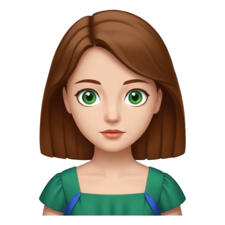 Leonor de Borbon avec cheveux marrons yeux bleu avec robe verte sticker