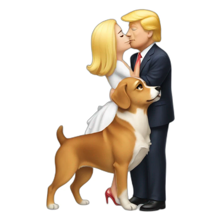 trump kissing a dog sticker