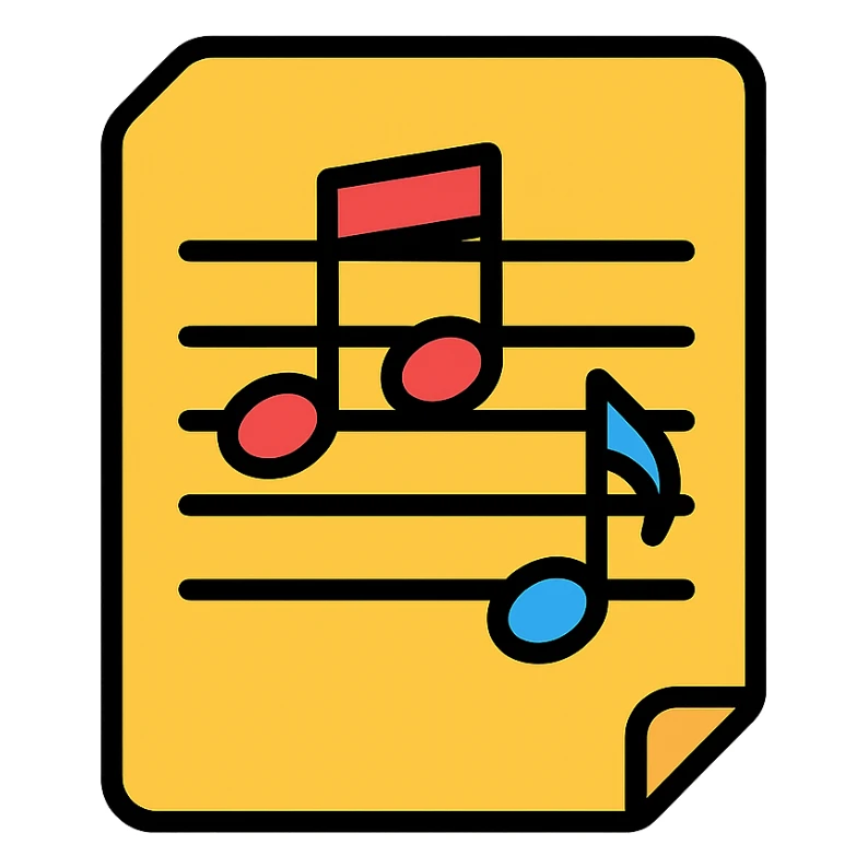 sheet music, simple and clear icon style, no text sticker