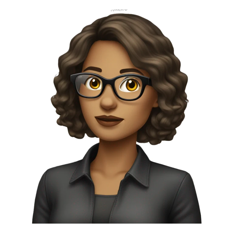 femme brune cheveux noirs courts lunettes transparentes sticker