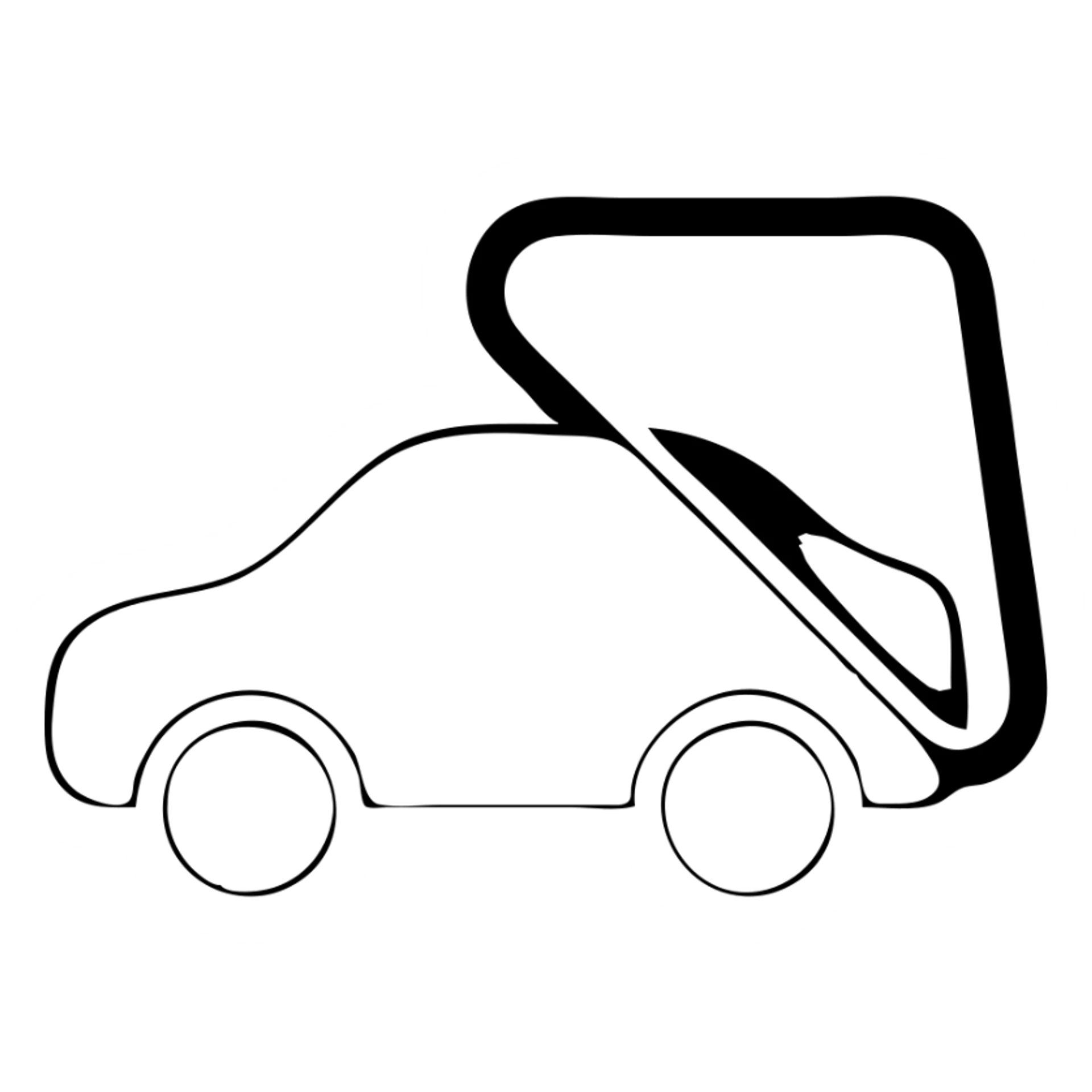 solid elegant icon of a car with a transparent film covering it, minimalistic style, refined details sticker