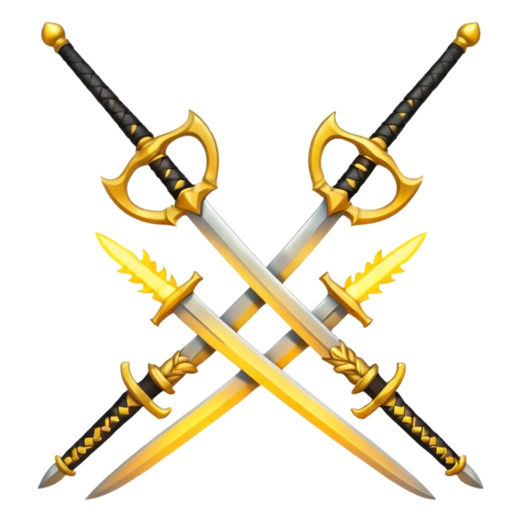 Fully yellow two swords crossed fiery sticker