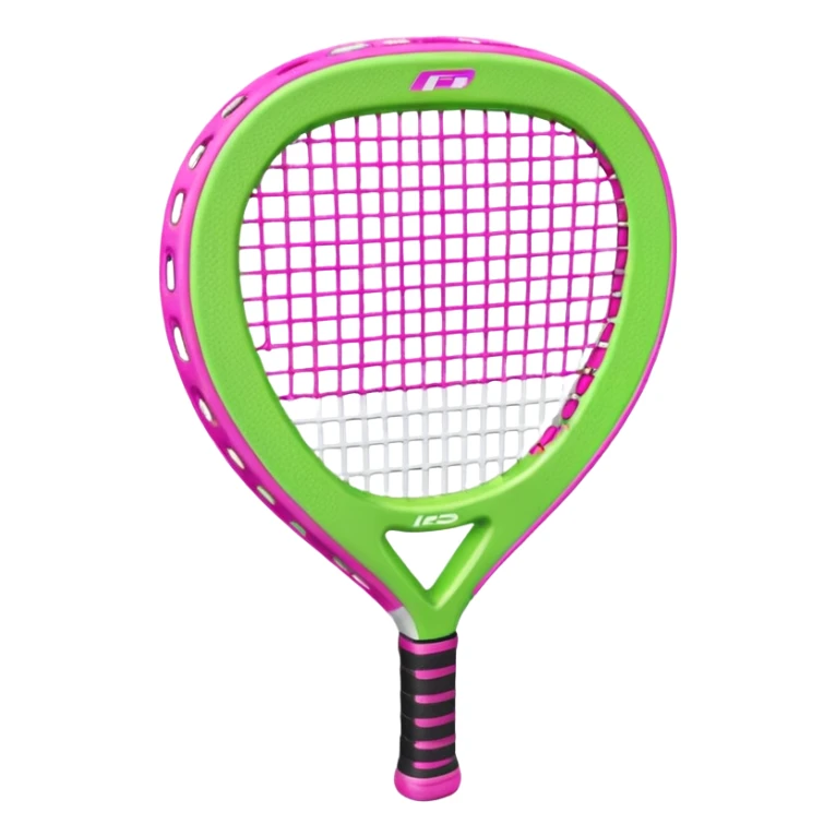 green padel racquet with pink P in the middle sticker