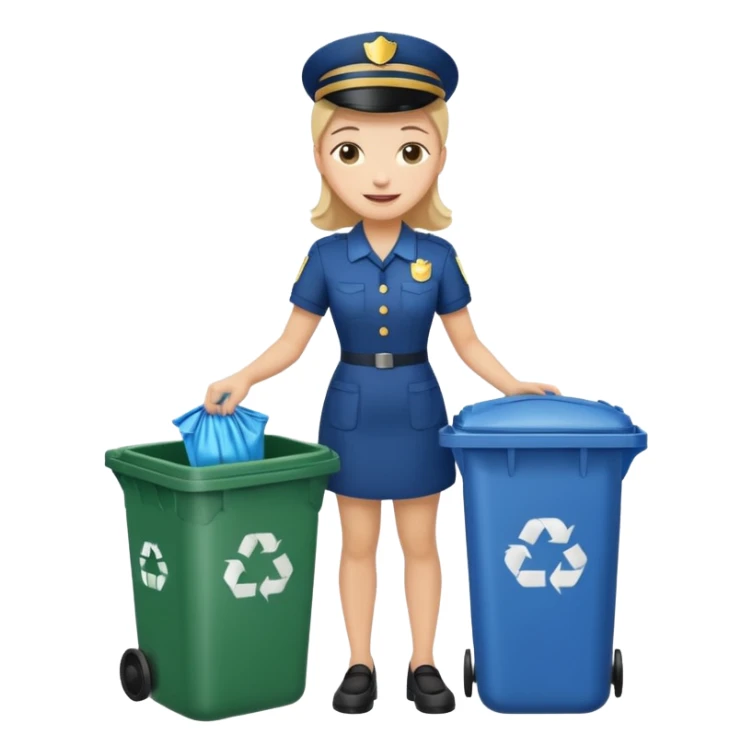 full body housekeeper open trash can and put the trash sticker