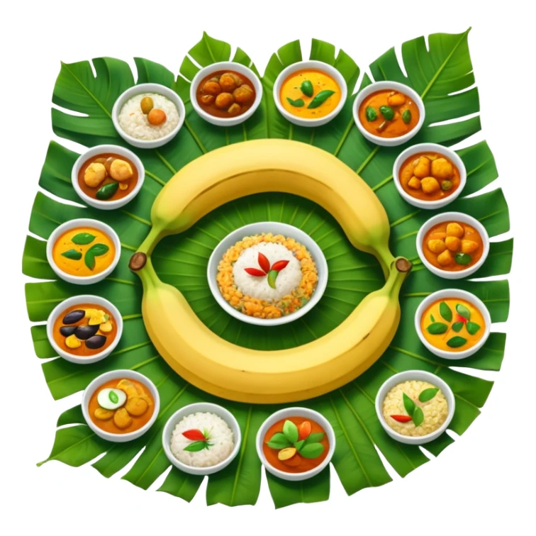 Kerala sadhya in large long banana leaf sticker