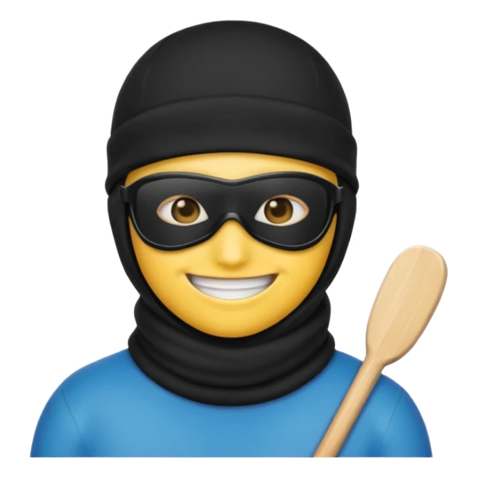 Create an emoji wearing a black ski mask sticker