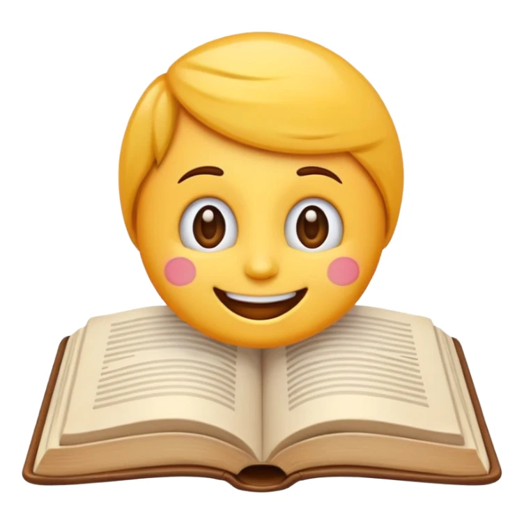 growing emoji, eager to learn more and happy, open book with happy face sticker