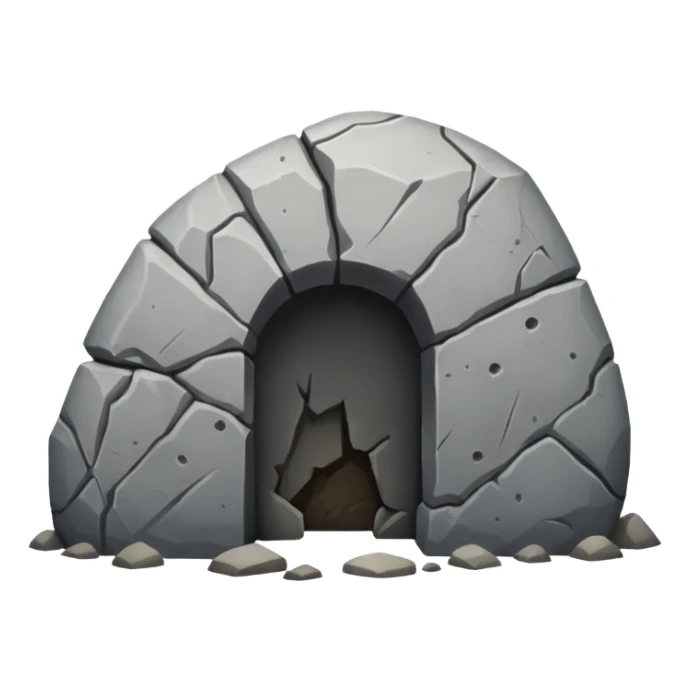 A boulder sealing the entrance to a tomb sticker