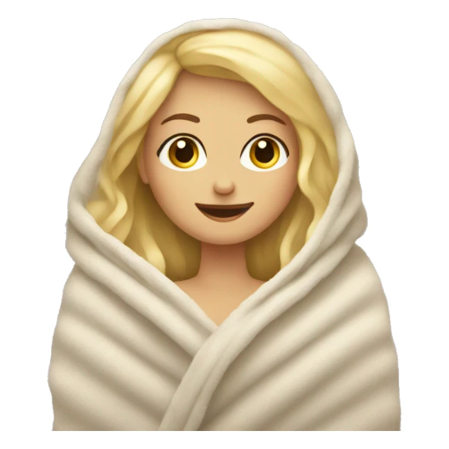 Blonde girl wrapped in fuzzy blanket sticker
