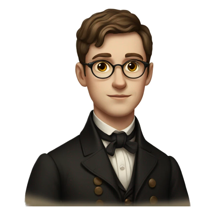 young victorian Man with round glasses, short brown hair sticker