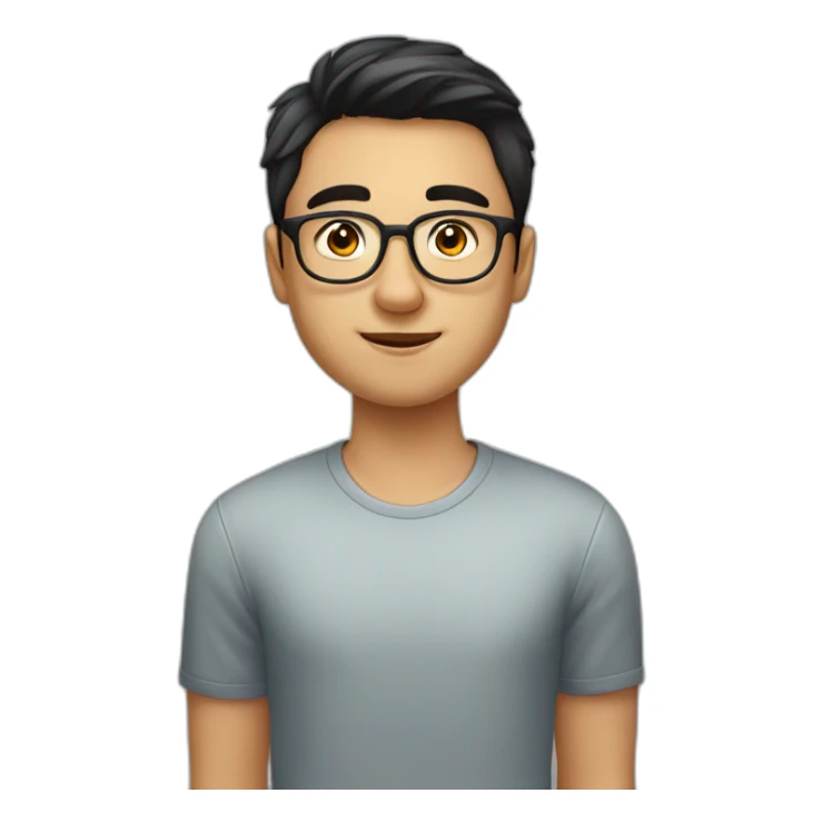 handsome huge eurasian boy wuth glasses, short cut, kinda round face sticker