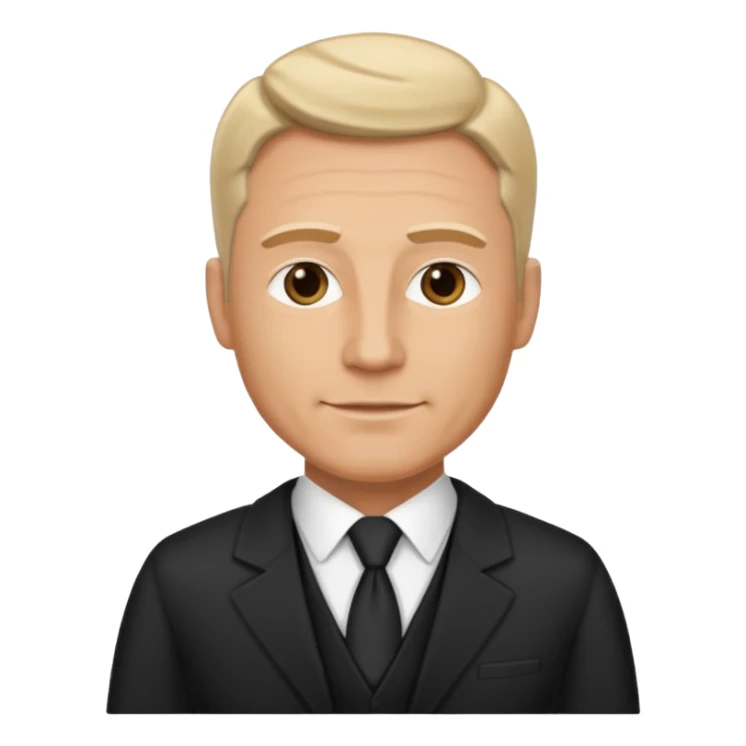 A very handsome successful white man in his 40s. Wearing black but not a suit. Looks like a lawyer. sticker