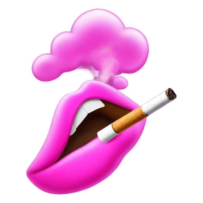 Neon pink lips are blowing smoke, and a cigarette is in her mouth sticker