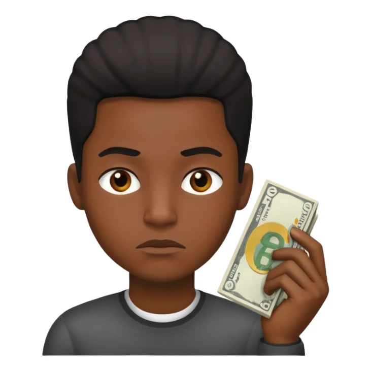 ambitious thinking about moneyemoji, black person sticker