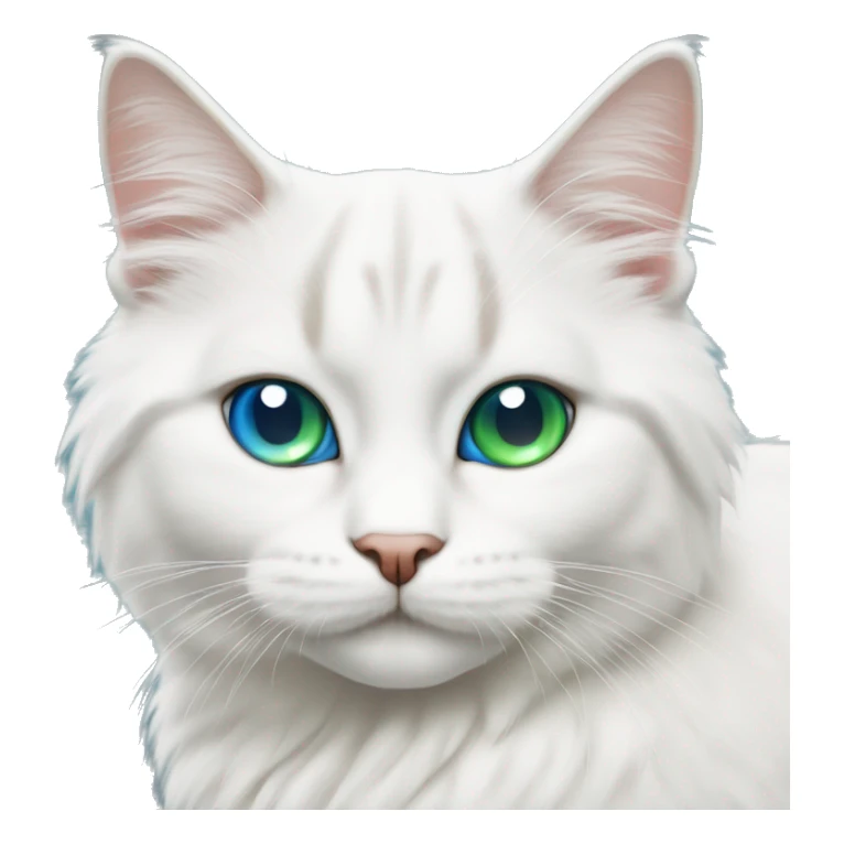 white siberian male cat with one blue eye and one green eye cute  sticker