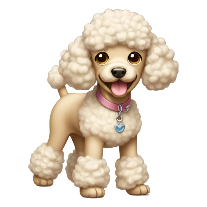 Poodle, cream, light brown ears, smiling, walking sticker