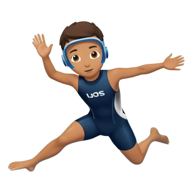 determined pool diver dives into a pool of confidence blue water underneath  sticker