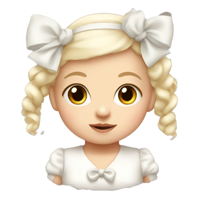 White Baby girl with bow  sticker