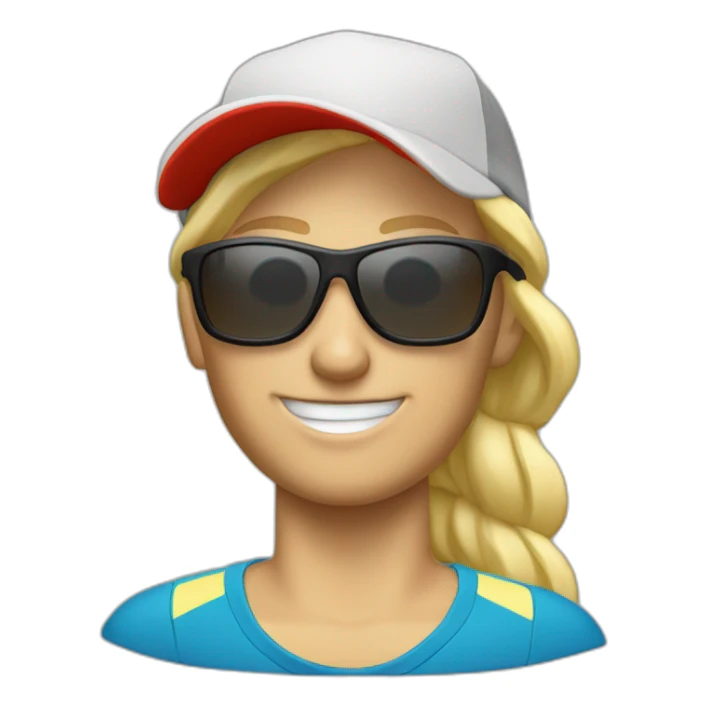 blonde salomon trail runner wearing a cap and a pair of sunglasses sticker