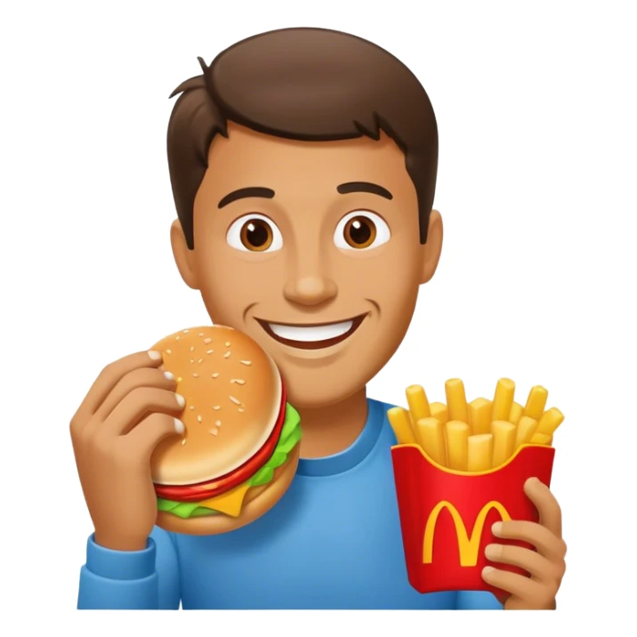 A man eating a Happy meal from mcdonalds sticker