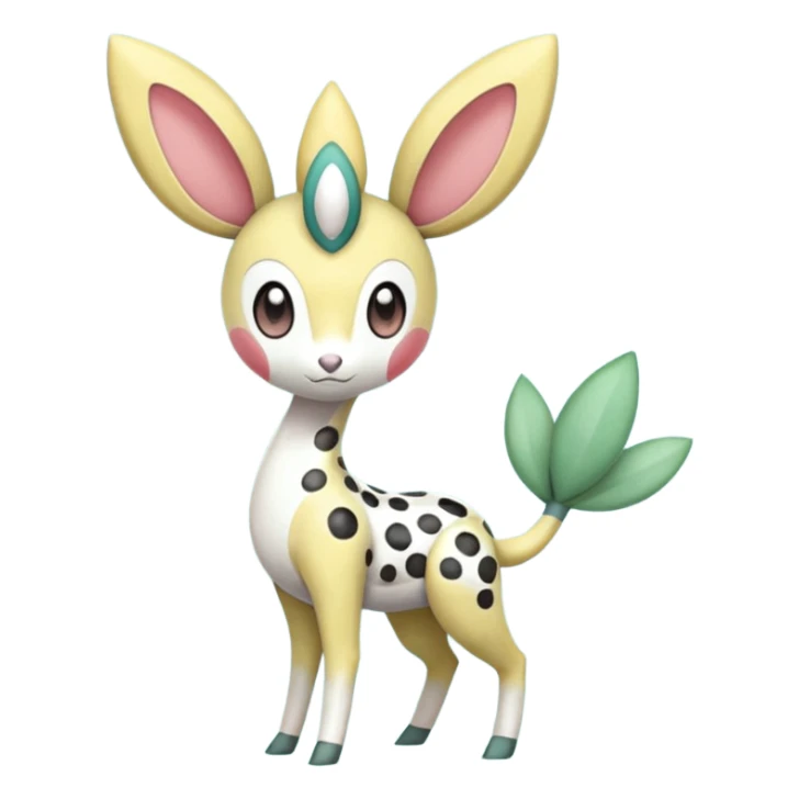 Blushing Spotted Dotted randomly Splash-marked Meloetta-Leavanny-Gallade-Ampharos-Inteleon-Nidoqueen-Fakémon-Pokémon-hybrid-fusion-creature, full body sticker